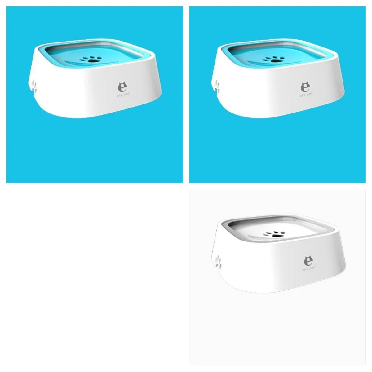 1.5L grey anti-overflow floating water bowl for cats and dogs with non-slip base