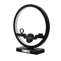 Black 3 in 1 wireless charger stand with ring light for phone watch and headset