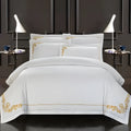 Four-piece 100% cotton bedding set, 60 thread count twill weave, plain pattern, sheet style, available in 200x230cm and 200x240cm sizes
