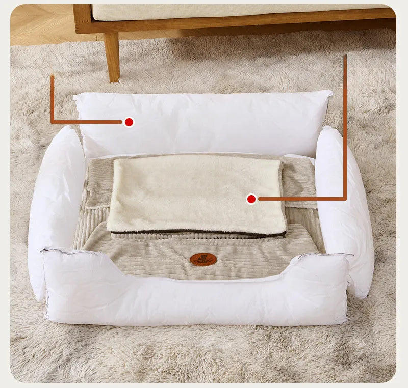 Universal kennel for small medium dogs with removable washable cover in Coffee colour on soft cushion
