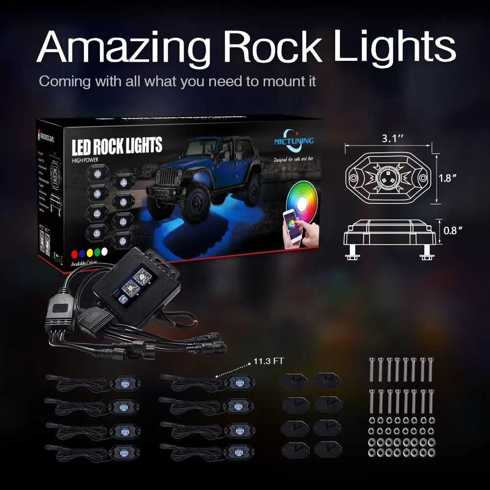 Undercarriage LED RGB atmosphere light with eight CREE lamp beads in aluminium housing showing blue illumination pattern