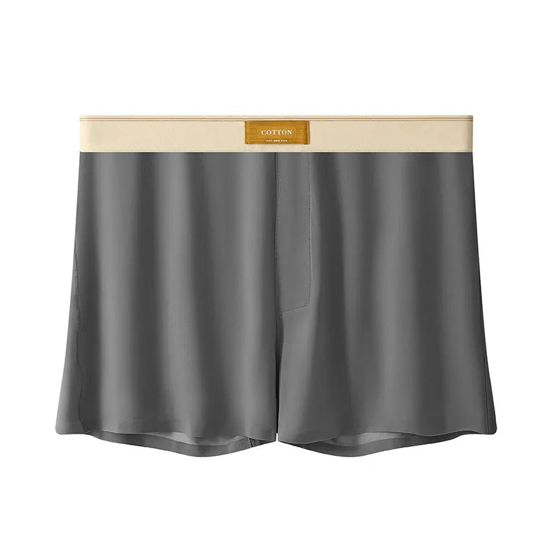 Men's solid colour ice silk underwear in loose mid-waist design on size chart