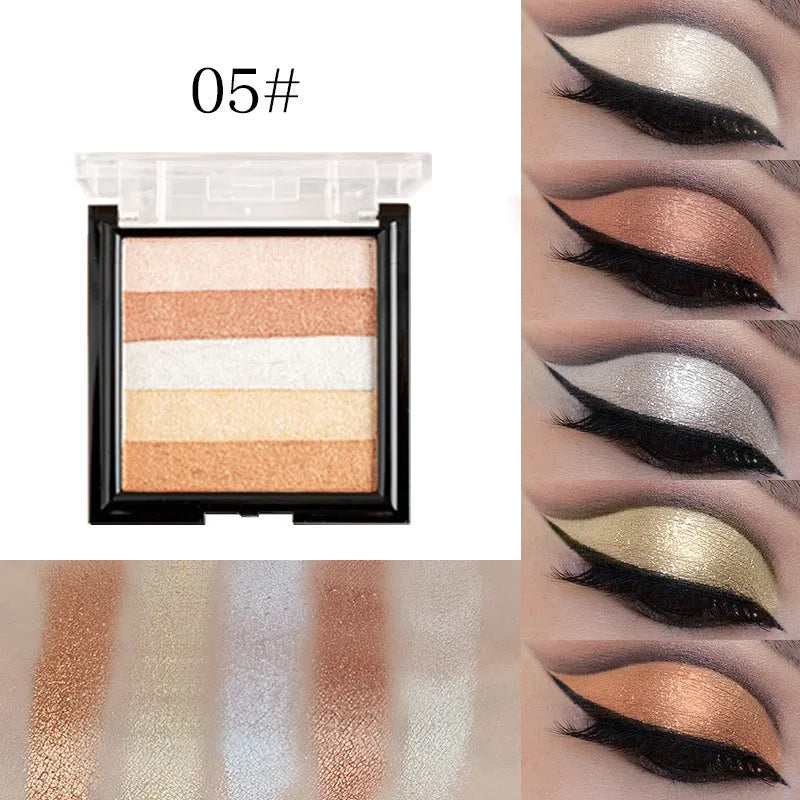 A Highlight Eye Shadow Palette in a standard compact, shown with six colour style options for contouring.