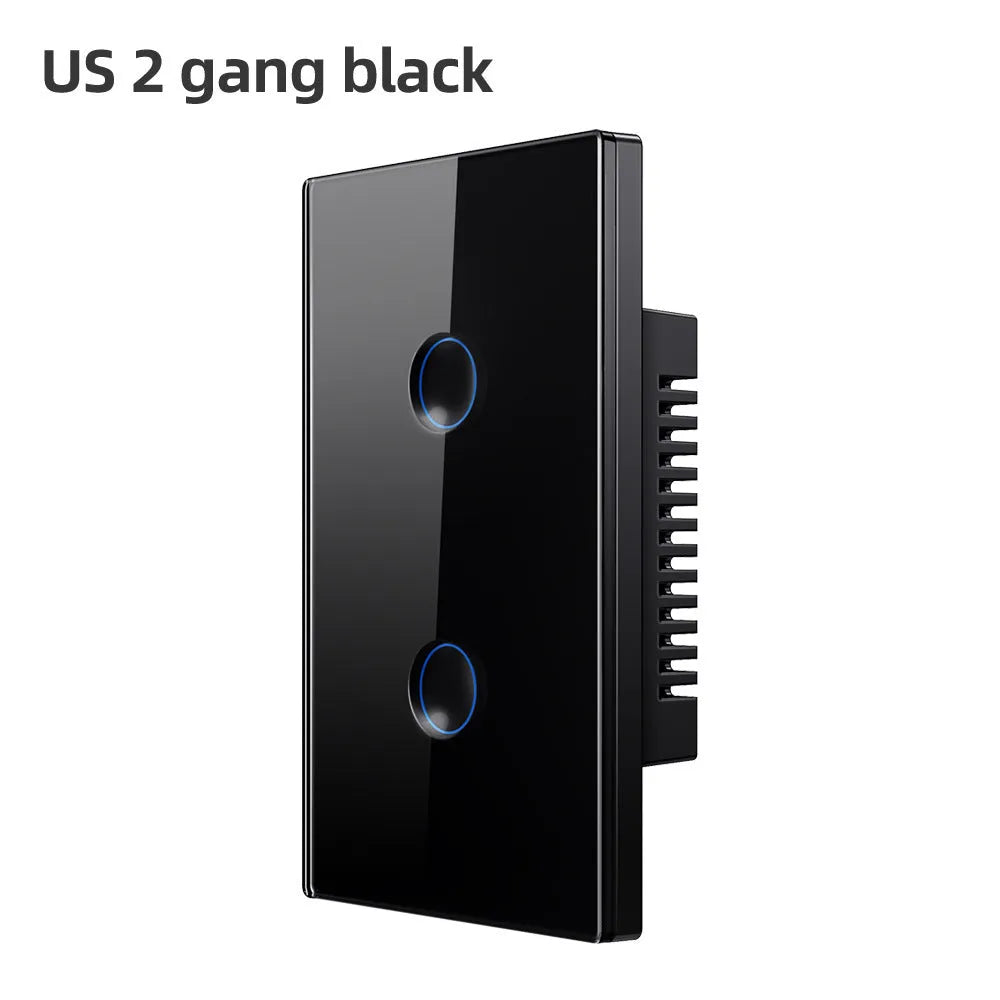 WiFi smart light switch with black tempered glass panel, US standard, Zigbee 3.0, Alexa and Google Home compatible