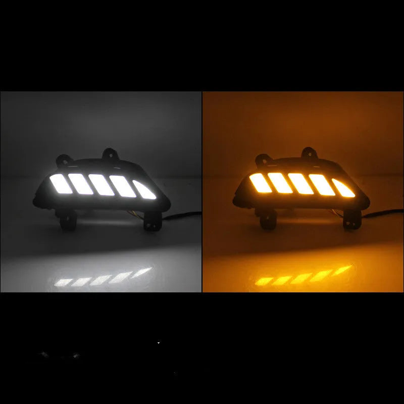 LED daytime running light fog light modification kit for 14-16 Mazda Atenza with white driving light and yellow turn signal streamer, black ABS housing