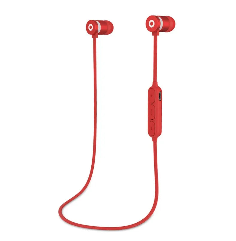 Metal neck-mounted Bluetooth headset with magnetic black earpieces