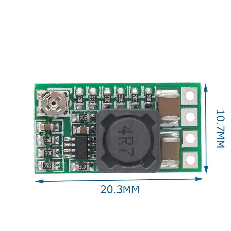 Green mini PCB DC-DC step-down power module converting 12-24V to 5V 3A