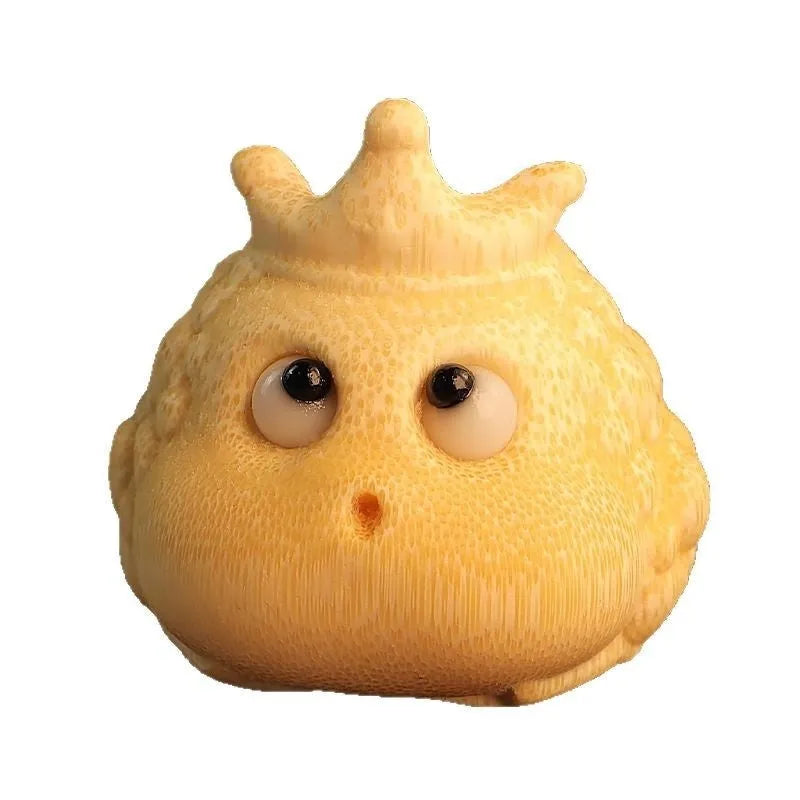 Solid bamboo hand-carved Crown Princess Toad ornament measuring 5.0 cm.