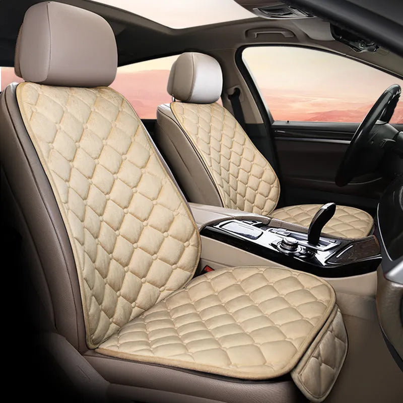 Ringer plush cotton car seat cushion in burgundy, black, coffee, grey, purple, or warm rice colours