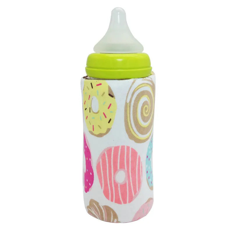 USB milk warmer insulated bag, 28cm x 13cm, cotton spandex, 5V bottle heater cover for pram travel