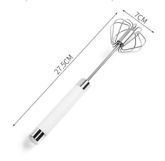 Semi-automatic stainless steel egg beater whisk with hand pressure rotating handle, 10 steel wires, silvery colour