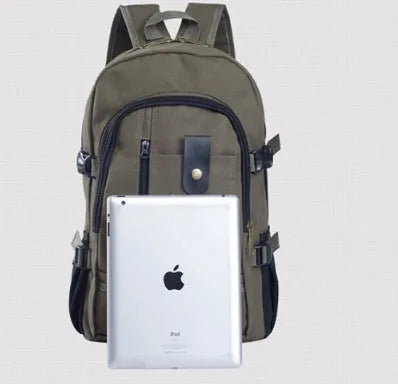 Canvas backpack for men students with zipper closure, 44x28x16cm, in five colours