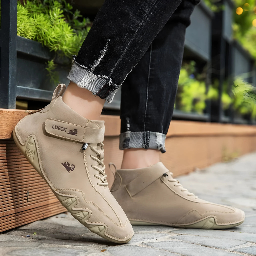 Outdoor casual high-top octopus-style Martin boots in khaki with microfiber upper and rubber sole