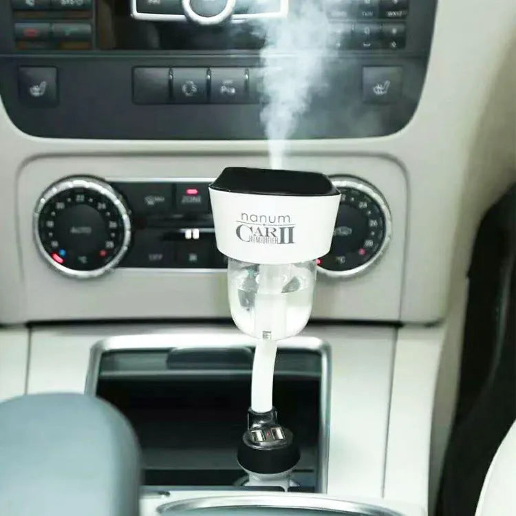 Mini car USB humidifier 68x70x210mm 50ml black colour with spray nozzle