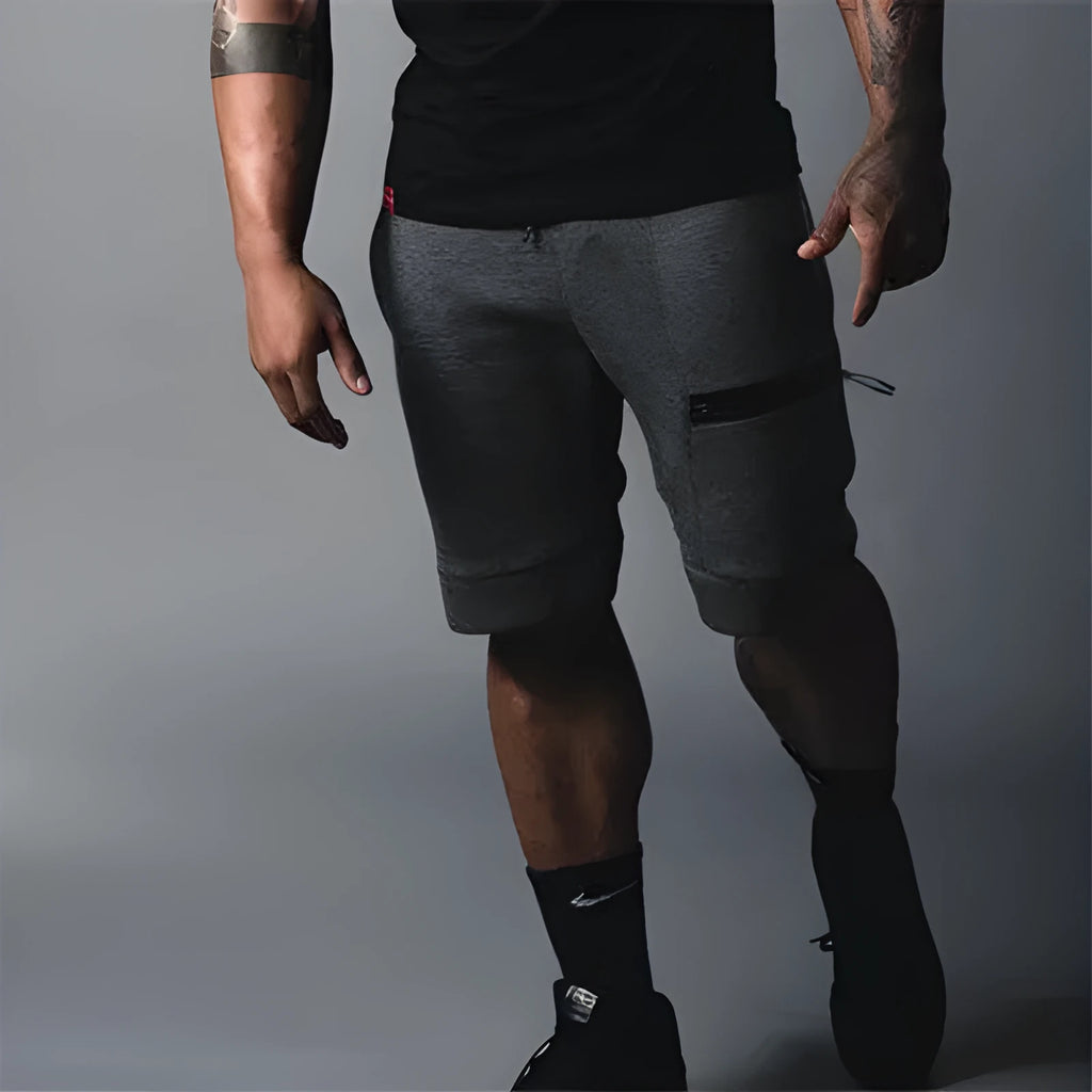 Cotton blend outdoor running training casual shorts, no liner, five-pant length, black beige dark grey grey, M to XXL