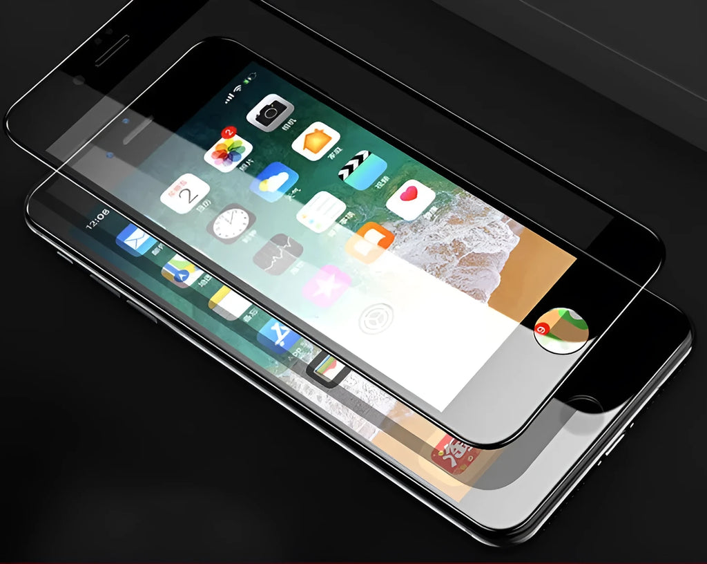 PhoneX 8 7 6s Plus tempered glass screen protector with 3D carbon fibre soft edge