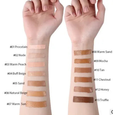 Matte oil control concealer liquid foundation 30ml in 13 colours including porcelain, nude, and truffle