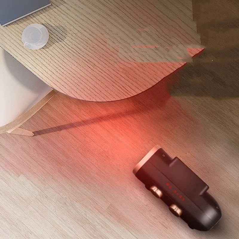 White ceramic electric fan heater with mechanical controls and timer for rooms up to 20 square metres