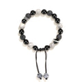 Black agate map stone unisex bracelet with volcanic rock in diamond shape, 8mm and 10mm sizes