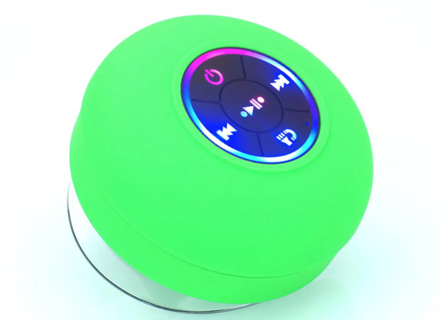 BTS07 waterproof Bluetooth speaker with large suction cup and RGB lights in six colour options