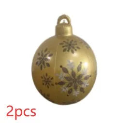 Large 60cm diameter inflatable PVC Christmas decoration ball in bright colours for outdoor use.