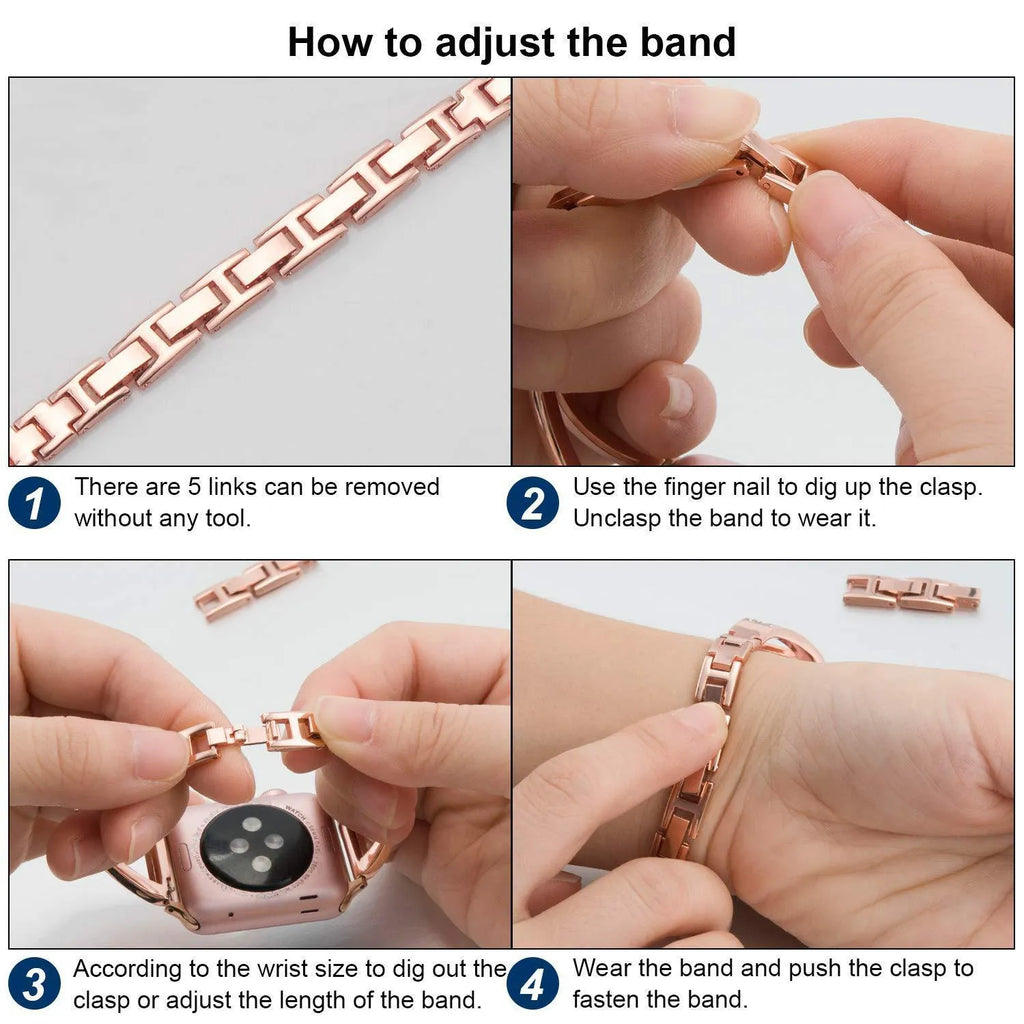Herringbone diamond pattern smart watch strap with zinc alloy buckle for Apple Watch