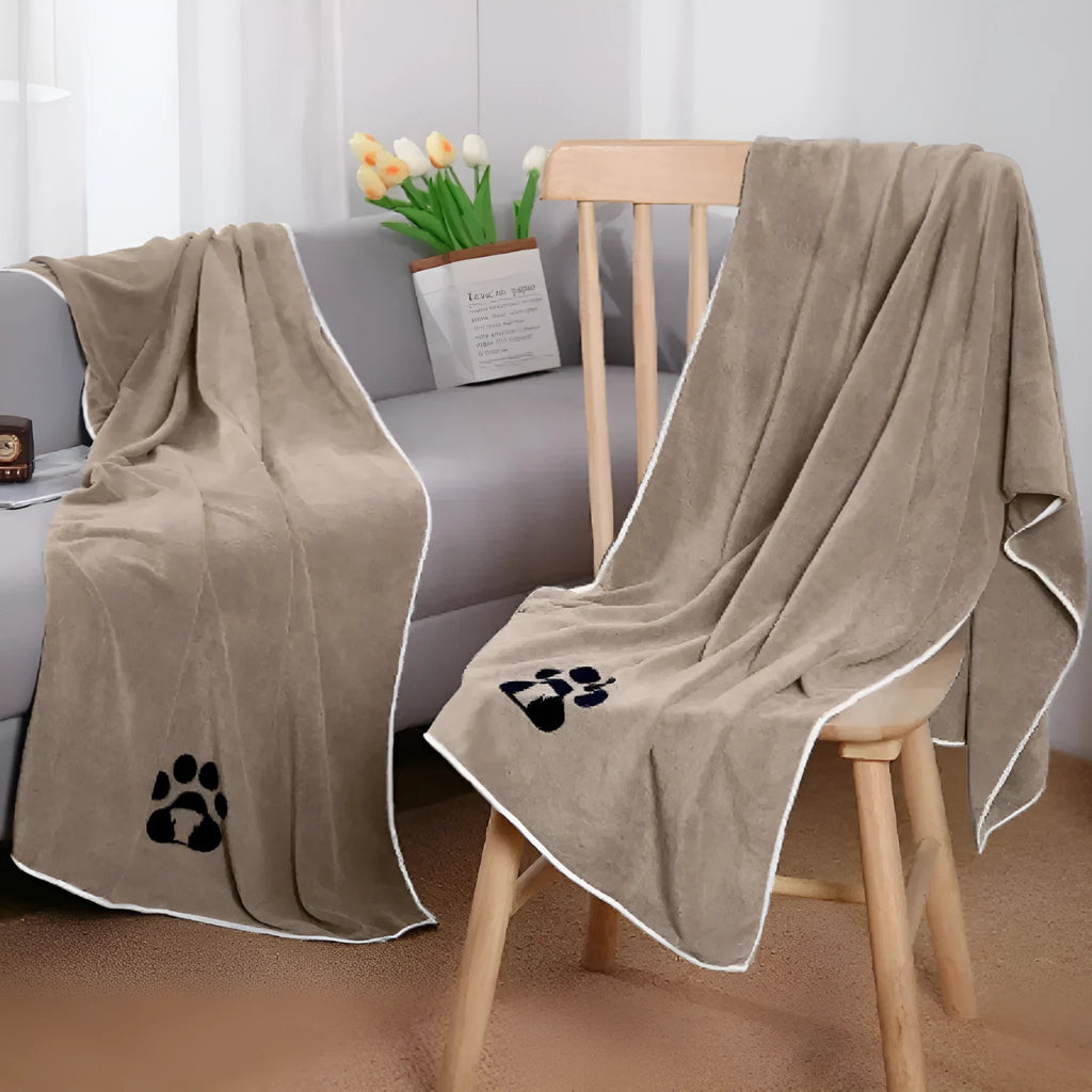 Brown ultra-fine fiber pet towel for dogs, water absorbing and quick drying, 35x75cm