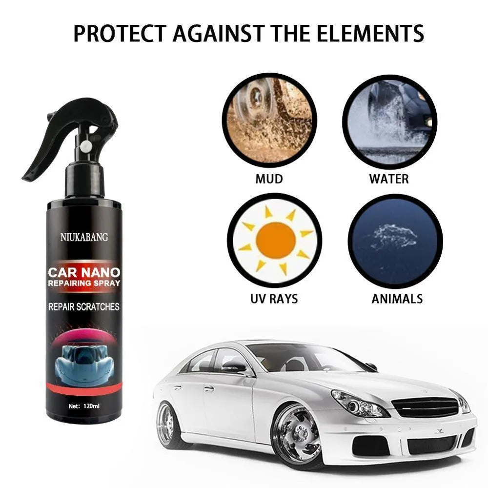 Nano car scratch repairing spray bottle 30ml-120ml for light scratch and swirl removal on car paint.