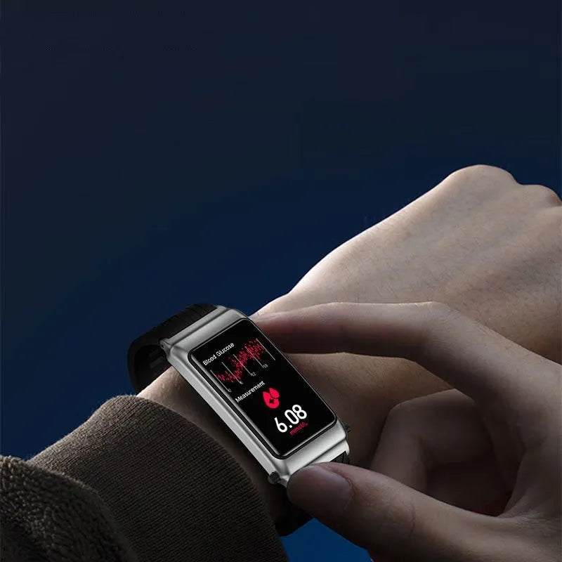 Non Invasive Blood Glucose Smart Watch with metal strap, touch and key operation