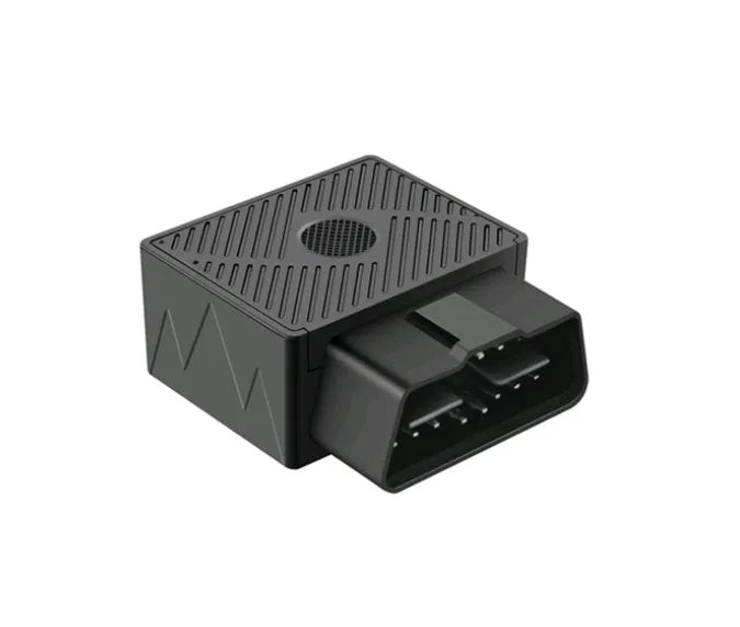 Black ABS car GPS locator model STR03 with OBD plug and satellite tracking, 5m accuracy, multiple alarms.