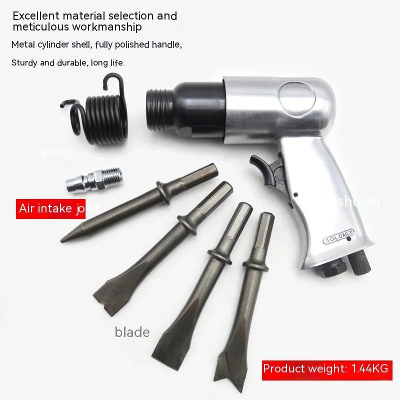 Air hammer tool with hexagonal and round handles for pneumatic rock drilling and industrial repairs