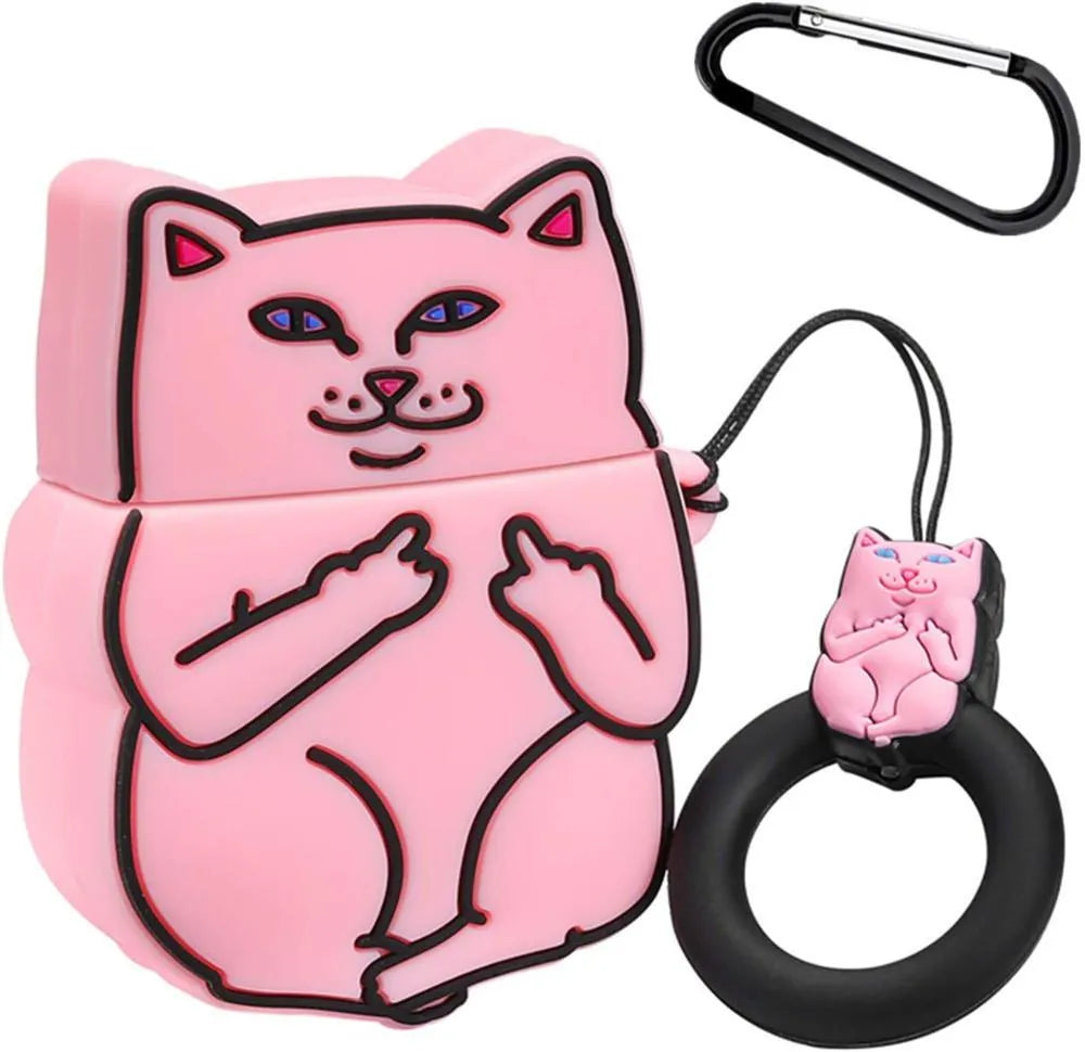 Silicone flip cover for AirPods charging case with cartoon animal design