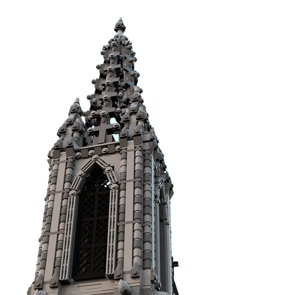 Completed street view super cathedral building block model measuring 37x78x87cm