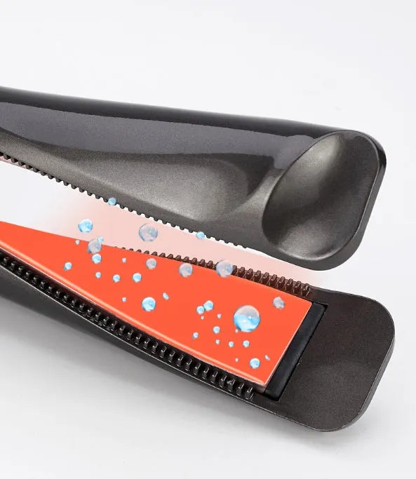 2-in-1 professional hair straightener and hair crimper with LCD screen and adjustable temperature dial in black finish