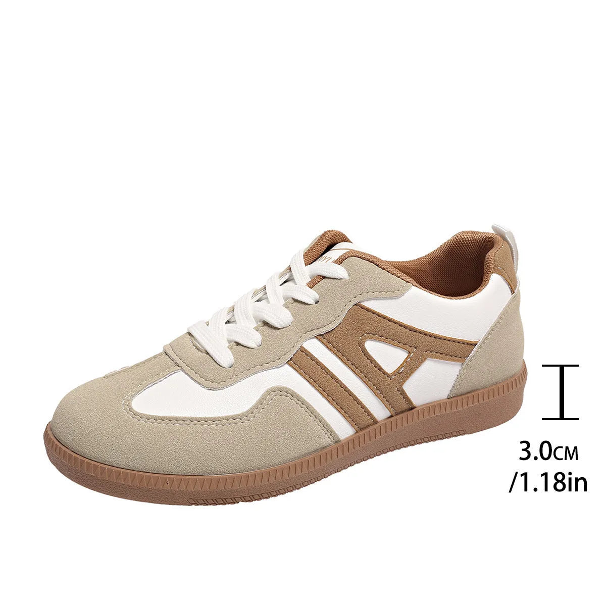 Women's retro colour matching lace-up jogging shoes in black, showing low-top design and platform heel.