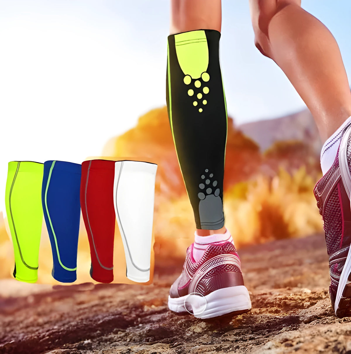 Knitted polyester and Lycra calf support sleeve, 29-31cm, in seven colours for men and women