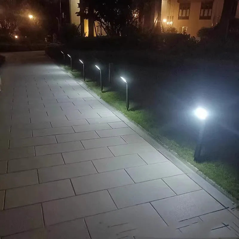 T-shaped LED solar lawn lamp with 1.8W power and IP65 protection in outdoor setting