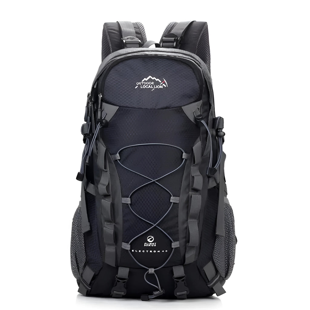Green polyester leisure sports backpack with 35L capacity for outdoor activities
