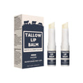 Two standard tube lip balms with a beef fat formula for dry lip care.