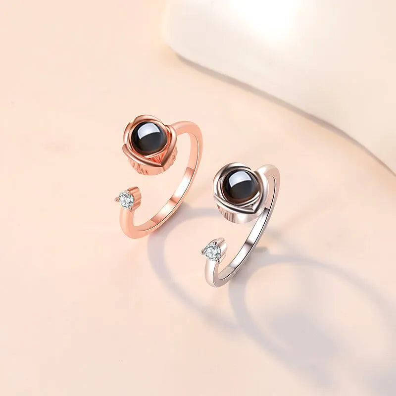Projection custom couple ring in rose gold copper with adjustable band