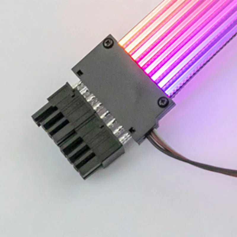 ARGB LED dual 8-pin graphics card extension cable 300mm with aluminium braiding and optical fibre