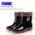 Men's camouflage rain boots with beef tendon sole and fleece lining, 20cm tube height, oversleeve design