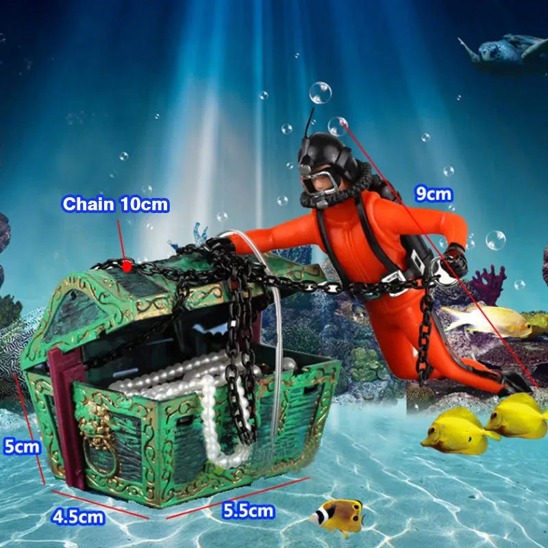 Large plastic aquarium landscaping decoration cave in green for fish tank