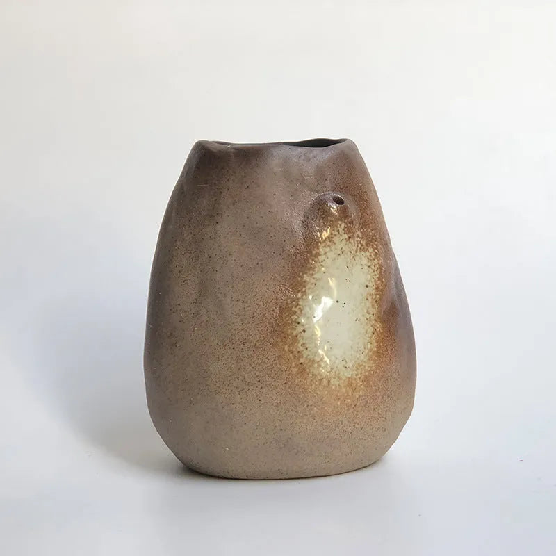 Ceramic small vase glazed pottery Japanese style ornament six colour options direct sales