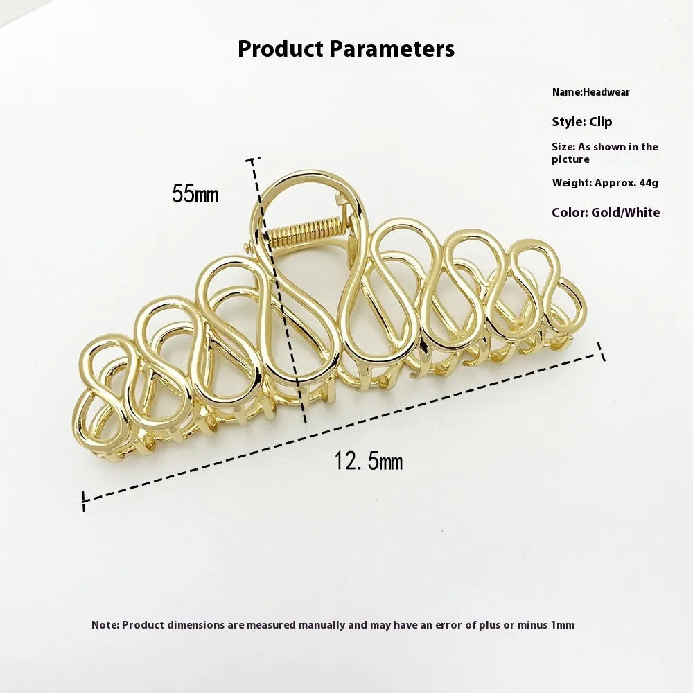 Large minimalist hair clip with tassel decoration in gold or silver electroplated finish