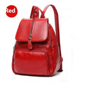 Genuine leather women's backpack in blue with multiple compartments and waterproof function