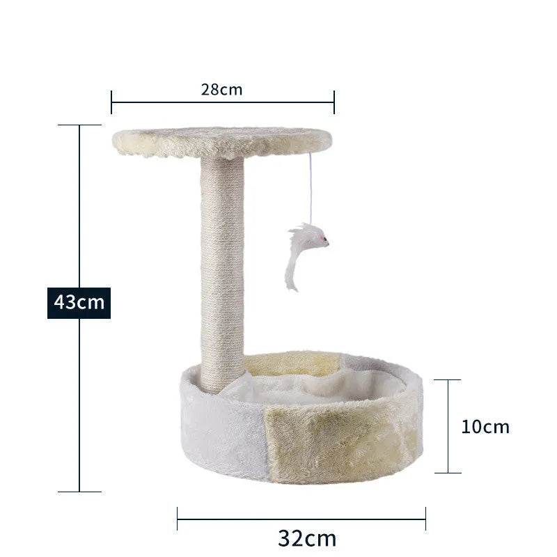 Solid wood cat climbing frame with integrated litter tree in grey colour option
