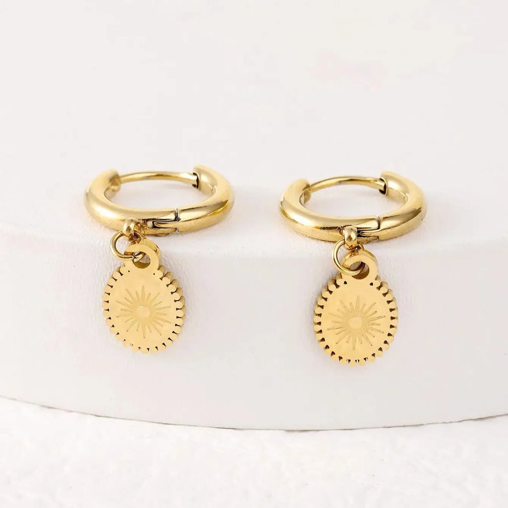 Women's stainless steel geometric earrings with ellipse design in XY-EH005 colour for summer fashion wear