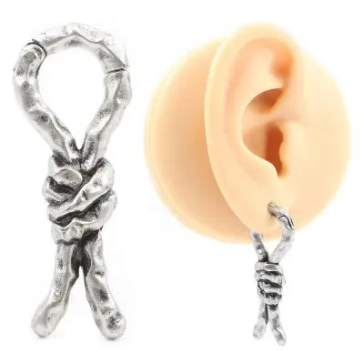Copper earring with bent retro design for auricle piercing, 4mm size.