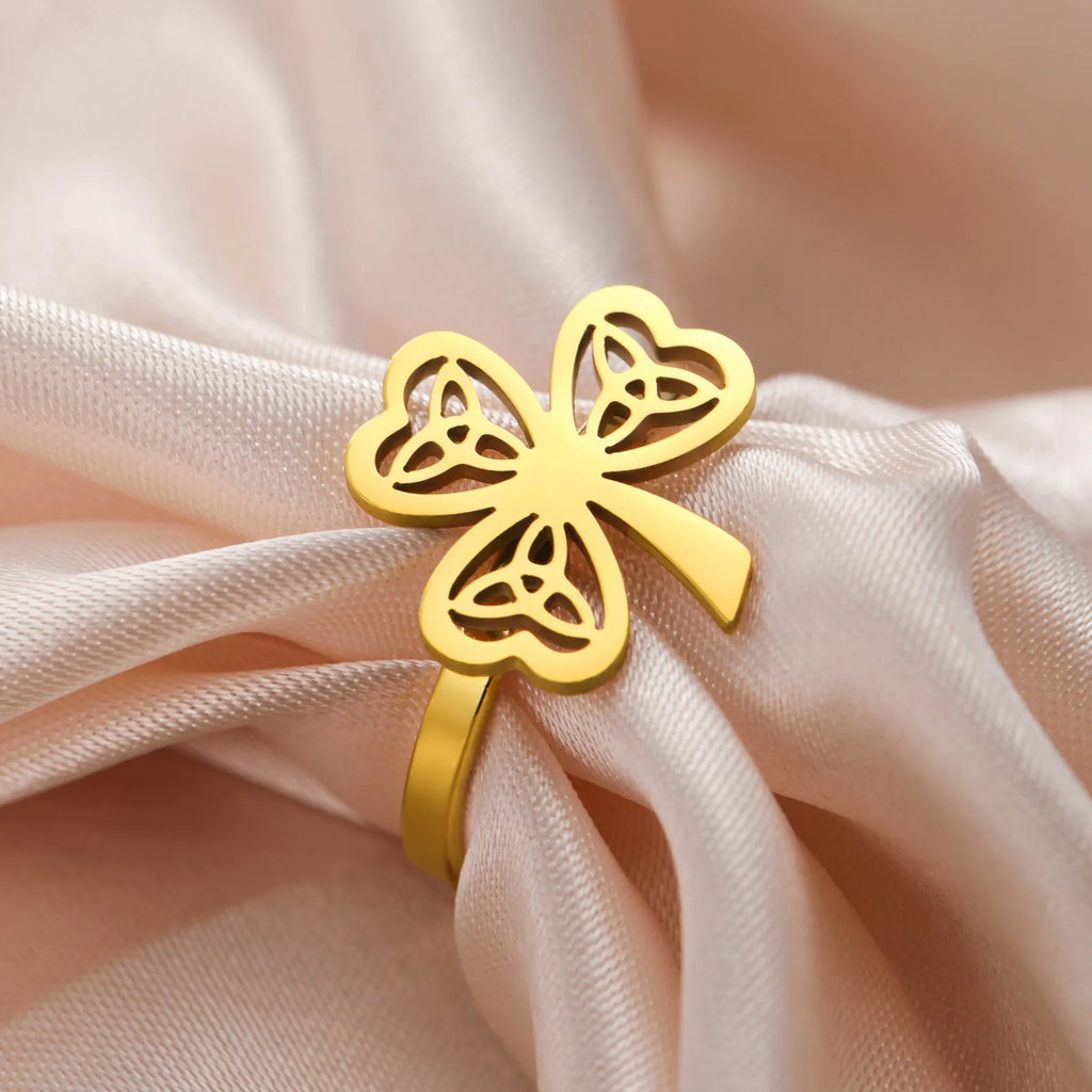 Stainless steel hollow ring in gold or steel colour with electroplated finish showing interior hollow construction